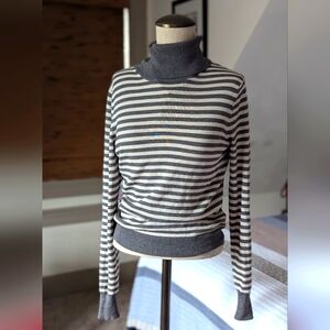 Striped Gray Turtleneck Sweater